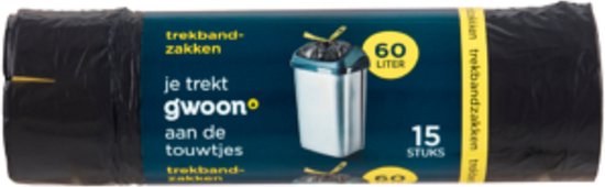 G'woon - Trekbandzakken - 15x 60 liter van Merkloos