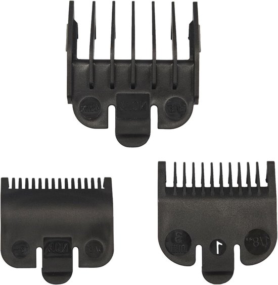 Haarclipper opzetstukken set, 1/16", 1/8", 3/16" kammen, geschikt voor de meeste elektrische haarclipper, 3 stuks, zwart