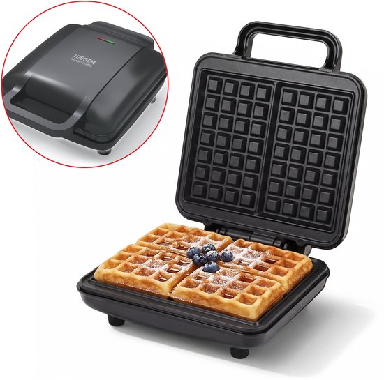 Haeger Master Wafelijzer - Anti Aanbaklaag & Pfas-Vrij - Wafelmaker voor 2 Grote Brusselse Wafels - 1400W - 2 wafels - Waffle Maker - Zwart van Haeger