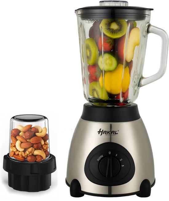 HAKAL Kitchen Blender – Blender – 2-in-1 met Hakmolen – Smoothie Maker – 850W – 1.5L RVS Design van HAKAL