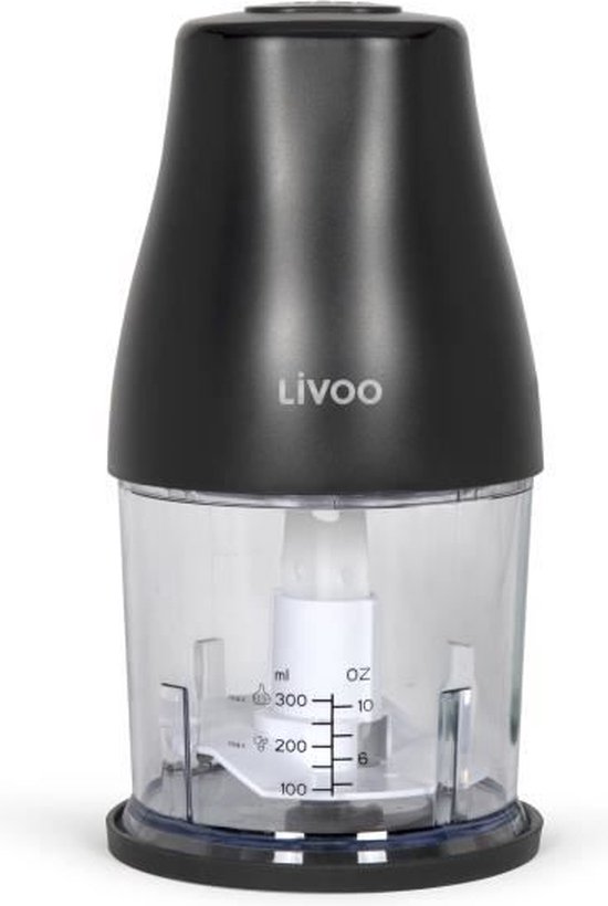 Hakmachine - LIVOO - 300 ml - 400 W - 1 snelheid en turbofunctie - 2 roestvrijstalen messen - Zwart van Merkloos