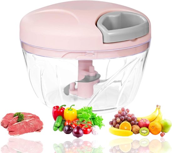 Hakmolen zonder stroom, inhoud: 500 ml multifunctionele hakmolen voor groenten, fruit, noten, knoflook, babyvoeding