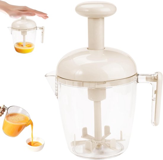 Halfautomatische Klopper - Keuken Eierklopper - Handmatige Druk Klopper - Melkfrother - Roomwipmachine - PannukakelBatterijmenger - Professionele Keukenapparaat voor Klopmen, Mengen & Slagen - Wit van Merkloos