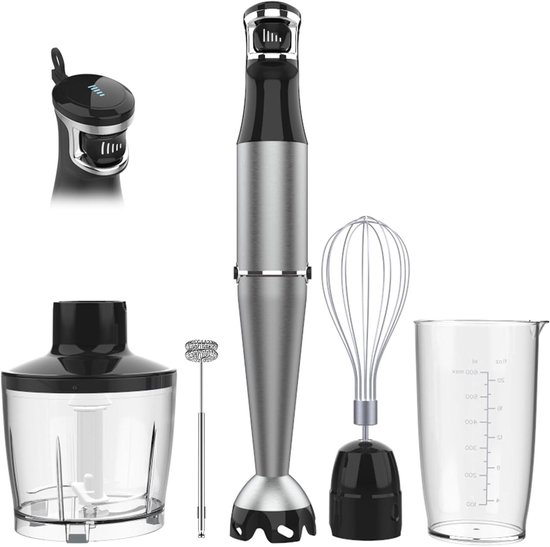 Hand Blender - Mixer Staafmixer - Smoothies Maken - 1100W Krachtige Motor - 500 ml - Zilver