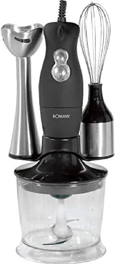 Hand Blender Set - Staafmixer Hakker Garde - Keuken Assistent - 200 Watt Motor - 0.5 Liter Kom - RVS Zwart