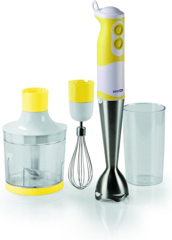 Hand Blender Set - Staafmixer Keukenmixer - Eten Bereiden - 3 Opzetstukken - 600 ml - Geel