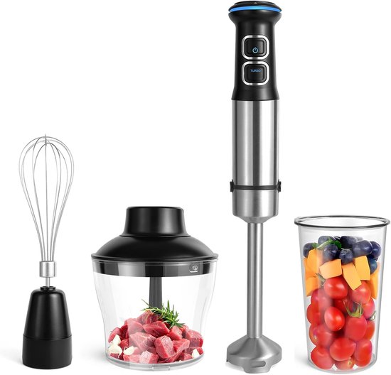 Hand Blender - Staafmixer Set - Eten Bereiden - 4-in-1 Functionaliteit - 600ML Chopper - Zwart