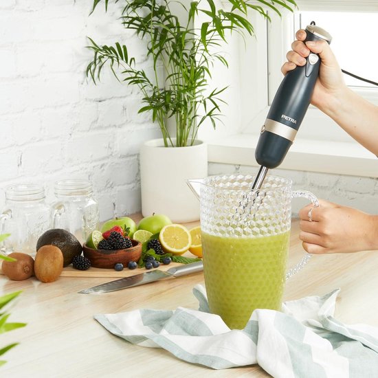 Hand Blender Stainless Steel Rod Blade Electric Stick Blender - 2 Speeds Detachable Compact Immersion Blender For Soups Smoothies - Baby Food 600 W Grey Gold van Chefman