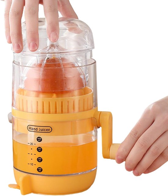 Hand Citruspers - Sap Machine - Vers Sap Maken - Robuuste Constructie - 11x20.5 cm - Geel