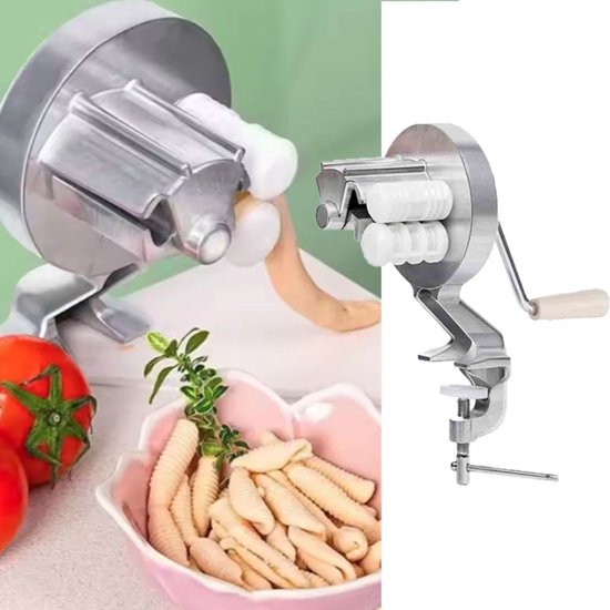 Hand Crank Pasta Maker - Ergonomische Handpers - Aluminium Legering - Macaroni en Fettuccine Machine - Deegmaker van Merkloos