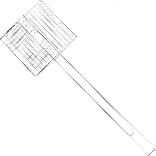 Hand Grill - Outdoor Grill - Kamperen en Buiten - Verstelbare Grillmand - One Size - Zilverkleurig