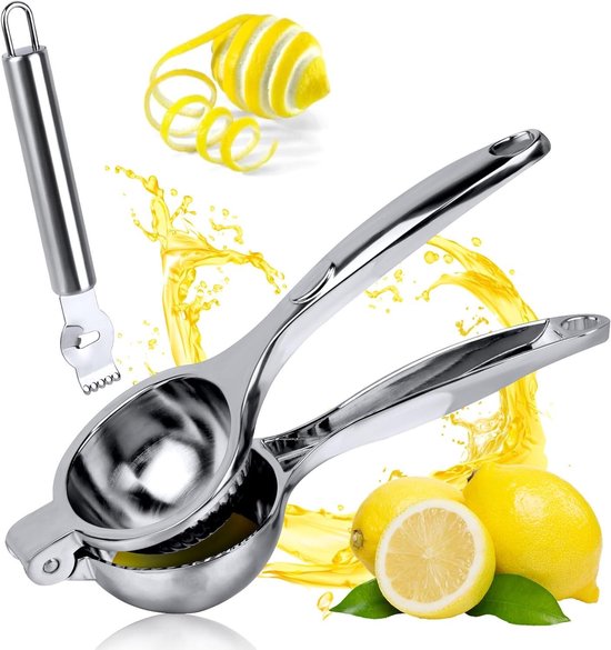 Hand Juicer Lemon Squeezer with 1 Cutter - Manual Citrus Juicer with Accessories - Heavy Duty for Kitchen, Bar, Restaurant - Dishwasher Safe