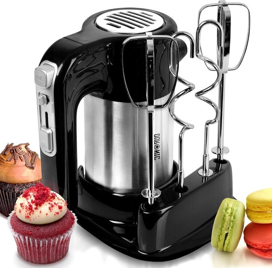 Hand Mixer 300 W 5 Speeds - Incl. 2 Beaters and Dough Hooks - Turbo Function - Bake Delicious Cake and Cookies - Mix Ingredients for Whipped Cream and Cold Sauces van Merkloos