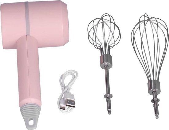 Hand Mixer with 2 Stainless Steel Whisk - Detachable Egg Mixer for Pink Culinary Creations van Culinary Creations