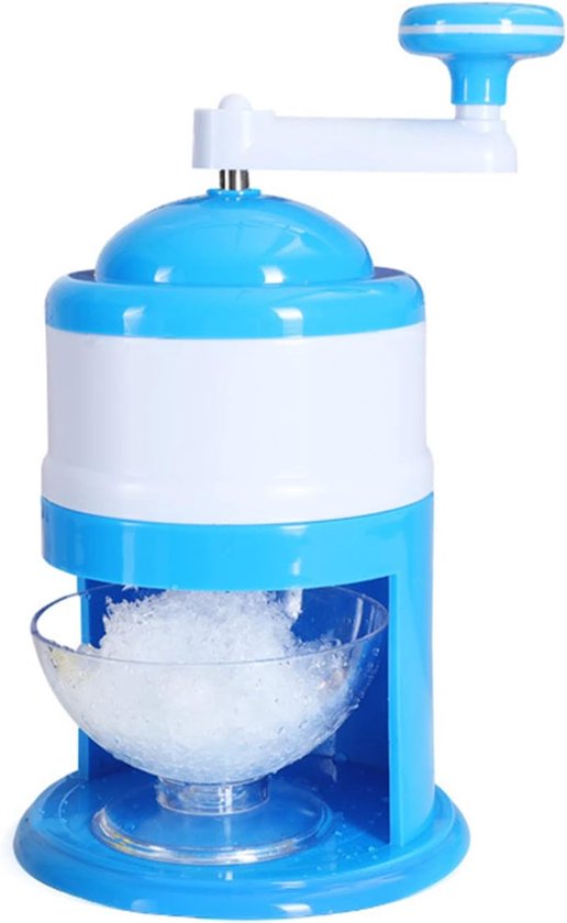 Handaangedreven ijsschaaf- en sneeuwkegelmachine, draagbare ijsvergruizer en -schaafmachine voor het maken van drankjes, geschoren ijs of fijn gemalen ijs (blauw).