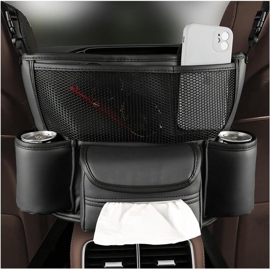 Handbag Holder Tussen Stoelen, PU Leer Organizer voor Auto, Duurzame Opslagtas met Grote Capaciteit, Ideaal voor Documenten en Persoonlijke Spullen