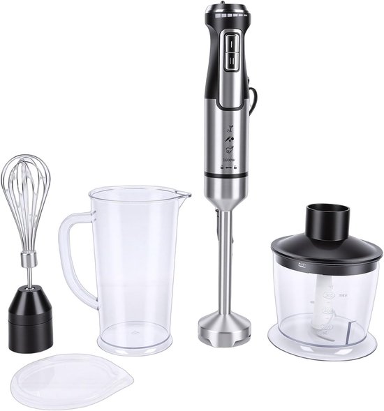 Handblender Keukenmachine - Staafmixer Set - Eten Bereiden - Alles-in-één Hulpmiddel - 26 x 25 x 14 cm - Zwart