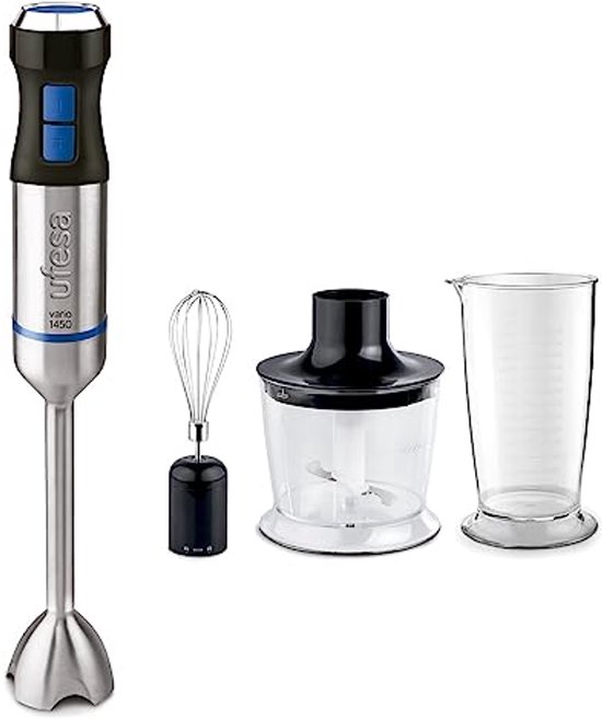 Handblender met 1400W Vermogen, 20 Snelheden en Turbofunctie, Ergonomisch en Spatbestendig met Roestvrijstalen Messen van SMEG