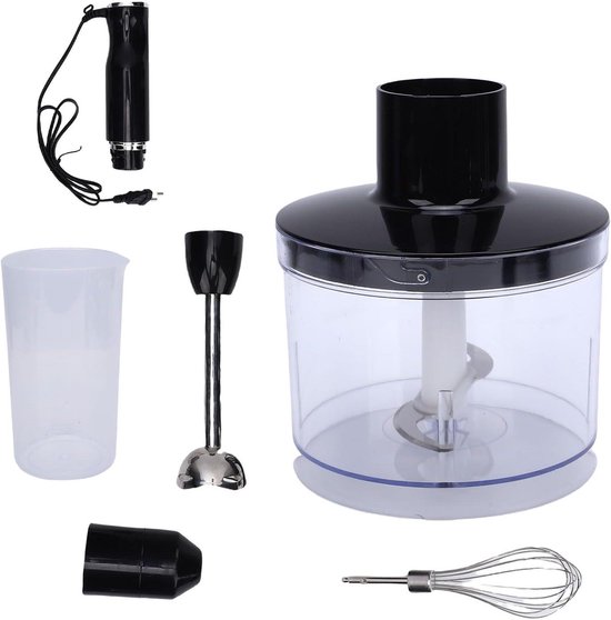 Handblender Set - Staafmixer Keuken - Maaltijden Bereiden - 4-in-1 Accessoires - 600 ml Hakmolen - Zilver