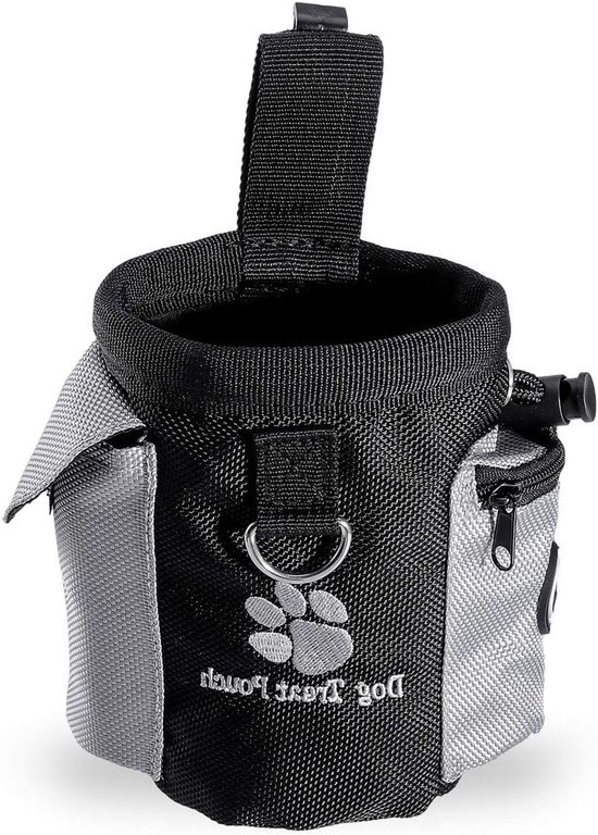 Handfree Hond Voedings- en Trainingszak met Ingebouwde Poepzakdispenser, 12.5 x 8 x 12.5 cm, Ideaal voor Wandelen en Training
