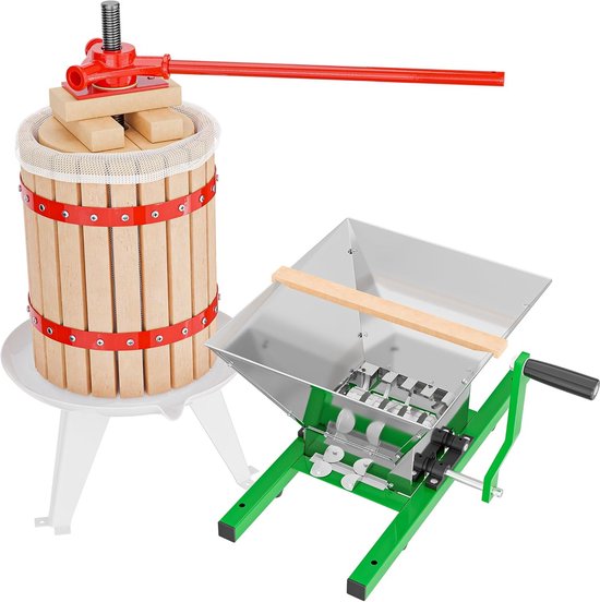 Handfruitpers 18L met Fruitmolen 7L voor Natuurlijke Sapbereiding van Merkloos