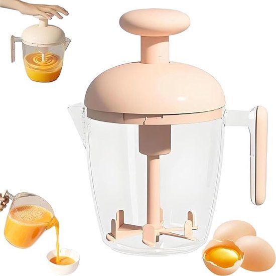 Handgarde - Manuele Handmixer - Semi-Automatische Handgarde Drukkend - Mechanische Slagroomklopper en Eierklopper Zonder Stroom - Handmatige Keukenmixer - voor Batter en Melkschuim