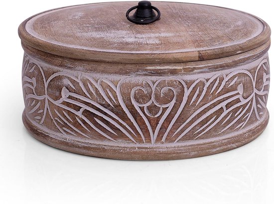 Handgemaakt houten Tortilla Warmer - Ideale Houder voor Chapati, Roti en Pannenkoeken - Natuurlijk Bruin