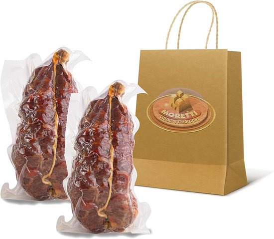 Handgemaakte gekruide soppressata | 600g / 700g Vacuümverpakt 2 verpakkingen | Calabrese Chili | Traditionele Salami | Gemaakt in Calabrië (Met Pittige Chili)