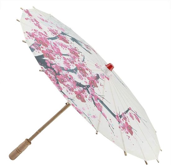 Handgemaakte Mini Papieren Paraplu van Oliepapier voor Chinese Dans en Klassieke Kunst met Prunus Bloesem Design van Merkloos
