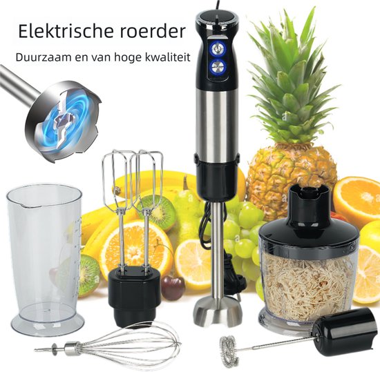 Handheld Elektrische Blender - Krachtige Motor 800W - 12 Snelheden - Ergonomische Handgreep - Zwart van Merkloos