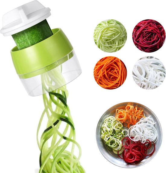 Handheld Spiralizer Groente Slicer, 4-in-1 Verstelbare Spiral Cutter voor Pasta, Noodles en Groenten zoals Wortel, Komkommer en Courgette