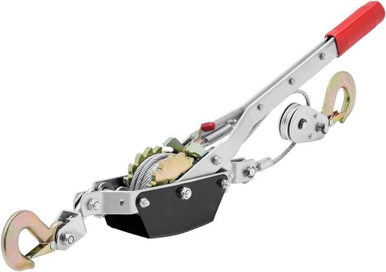 Handhendelkabel, 2 ton trekkracht, 3,7 m staalkabel, 2 haken, high-performance ratelhandlier met dubbele aandrijving, katroltrekker, ideaal voor het redden van voertuigen