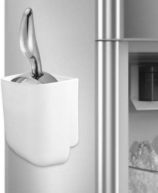 Handige ijslepelhouder van plastic, 9x9x5cm, voor keukenopslag en koelkastorganisatie, wit