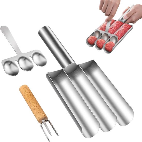 Handige RVS Meatball Maker voor het Maken van Perfecte Gehaktballen, Koekjesdeeg en Sorbet, Ideaal voor Thuisgebruik en DIY Koken van Merkloos