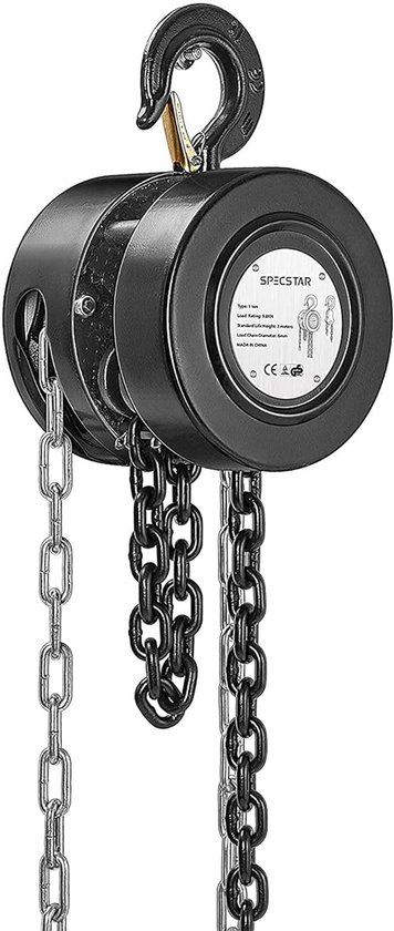 Handkettingtakel 1250 kg capaciteit 3 m met 2 zware haken handmatige ketting val voor magazijnbouw automobielmachines