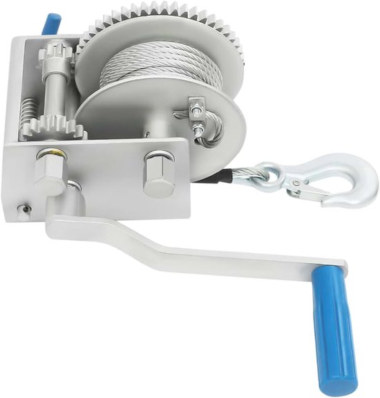 Handlier 1134 kg draagkracht met 7 m draadkabel, kabellier van staal, koppel 3 overbrengingen (3:1,5:1,10:1) met lasthaak, handslinger, horizontaal en verticaal voor boot, aanhanger, industrie