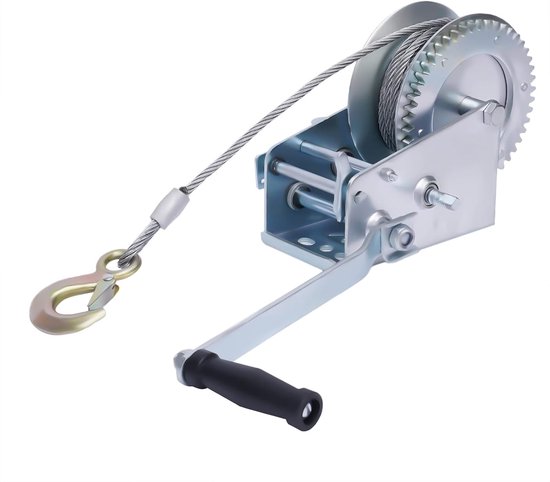 Handlier, 600 kg trekkracht, bootlier met 10 m draadkabel, handmatige lier voor vrachtwagens, aanhangers en schepen
