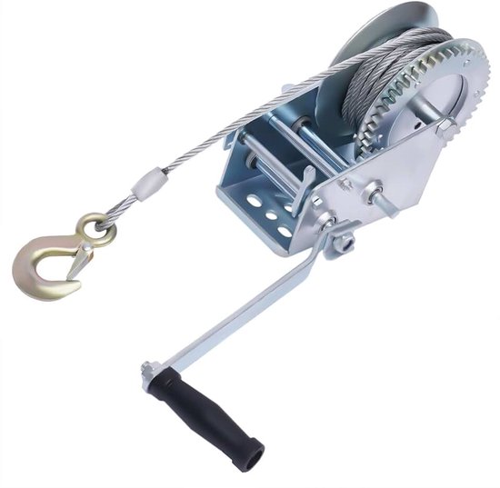 Handlier, kabellier, 1500 kg, bootlier, 10 meter, handlier, handlier met druppelopening, vergrendelingshendel, handslinger met softgrip