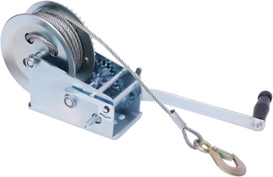 Handlier met 10 m draadkabel, bootlier met trekkracht tot 1588 kg, kabellier handlier voor auto's, aanhangers en caravans