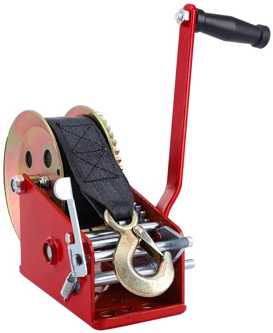 handlier met 10m lintband 1600kg/3500LB, lier met rem voor werkplaats/garage/aanhanger, bootlier voor boot, rood