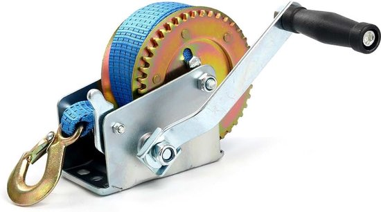 Handlier met blauwe polyesterkabel - opvanglier - handlier - 8 m - 1000 kg