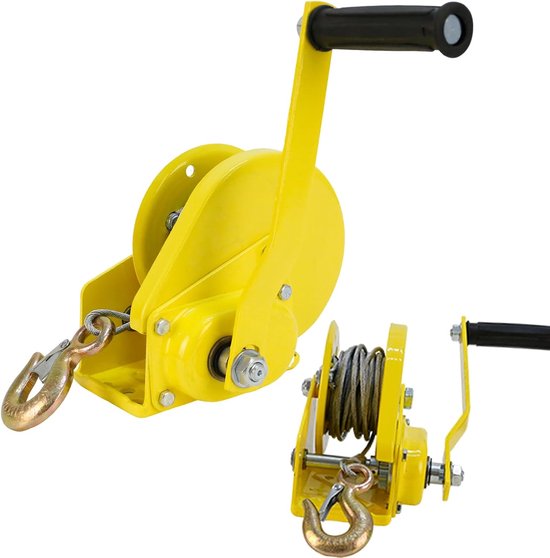 Handlier met rem, 1200 lb/545 kg, 10 m, autolier met automatische rem, handlier geremd, handlier zonder montage, voor auto, boot, aanhanger, kraangereedschap