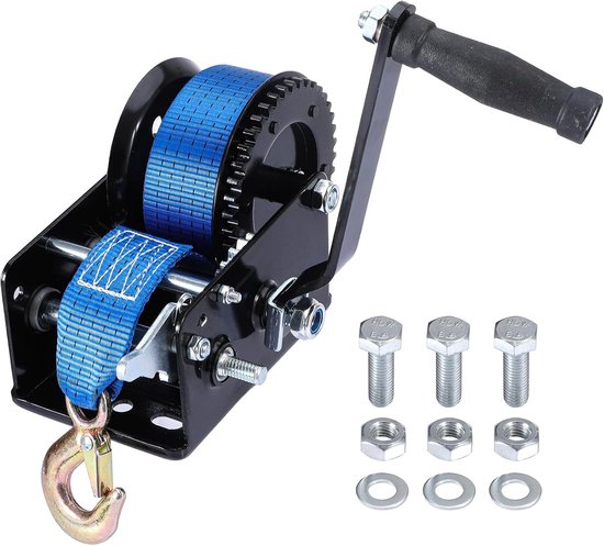 Handlier met riem 10 m, handlier 1000 kg met riem, bootlier riemlier hand met terugloopblokkering voor werkplaats, garage, aanhanger, dinghi, hout