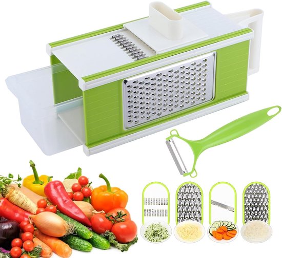 Handmatige 5-in-1 Groentensnijder voor Keuken, Multifunctionele Snijmachine voor Groenten, Efficiënte Keukenhulpmiddelen voor Snijden en Hakken van Merkloos