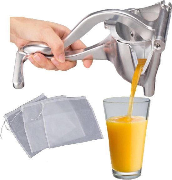 Handmatige citruspers - 3 filterzakken - professionele fruitpers voor citrusvruchten sinaasappelpers automatische