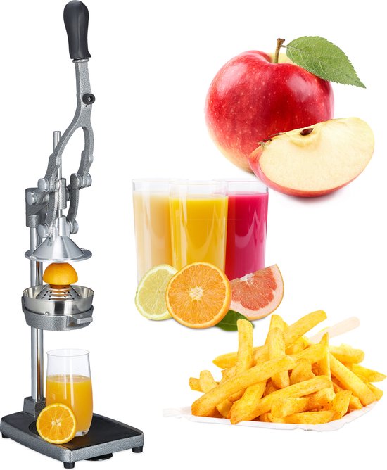 Handmatige citruspers - 3 in 1 frietsnijder en sinaasappelpers van roestvrij staal 475 x 175 x 405 cm van Merkloos