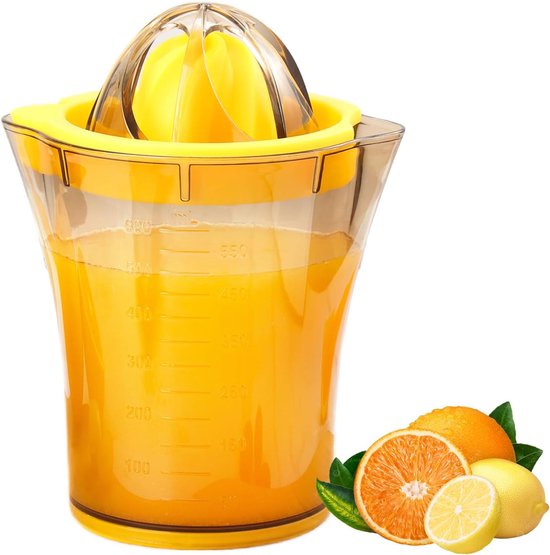 Handmatige Citruspers - Citroenpers - Citruspers - Citroenpers - Limoenpers - Sinaasappel juicer - Met Maatbeker - Voor Sinaasappel Citroen Limoen - Met Sapopvang - 600 ml