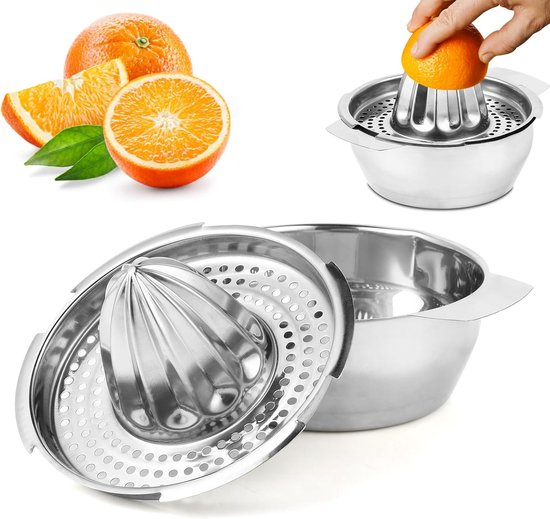 Handmatige citruspers - Gemaakt van 304 roestvrij staal - Professionele kwaliteit - Diameter 16,7 cm - Vaatwasmachinebestendig - Geschikt voor Citroenen - Grapefruits en Sinaasappelen van Merkloos
