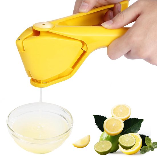 Handmatige citruspers - Limoenpers - Draagbare handpers - Lemon squeezer - Limoenpers - Sinaasappel juicer - Opvouwbaar en plat - Vaatwasmachinebestendig - Geschikt voor citroenen, limoenen, fruit, sinaasappels, enz - Geel