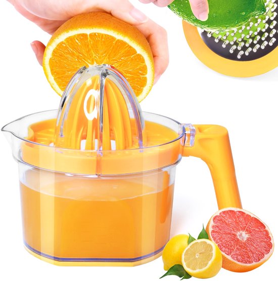 Handmatige citruspers met 500 ml maatbeker en 2 perskegels